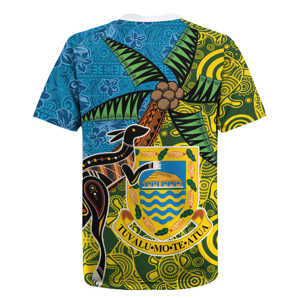Tuvalu and Australia Together Rugby Jersey Tapa Pattern and Aboriginal mix Culture