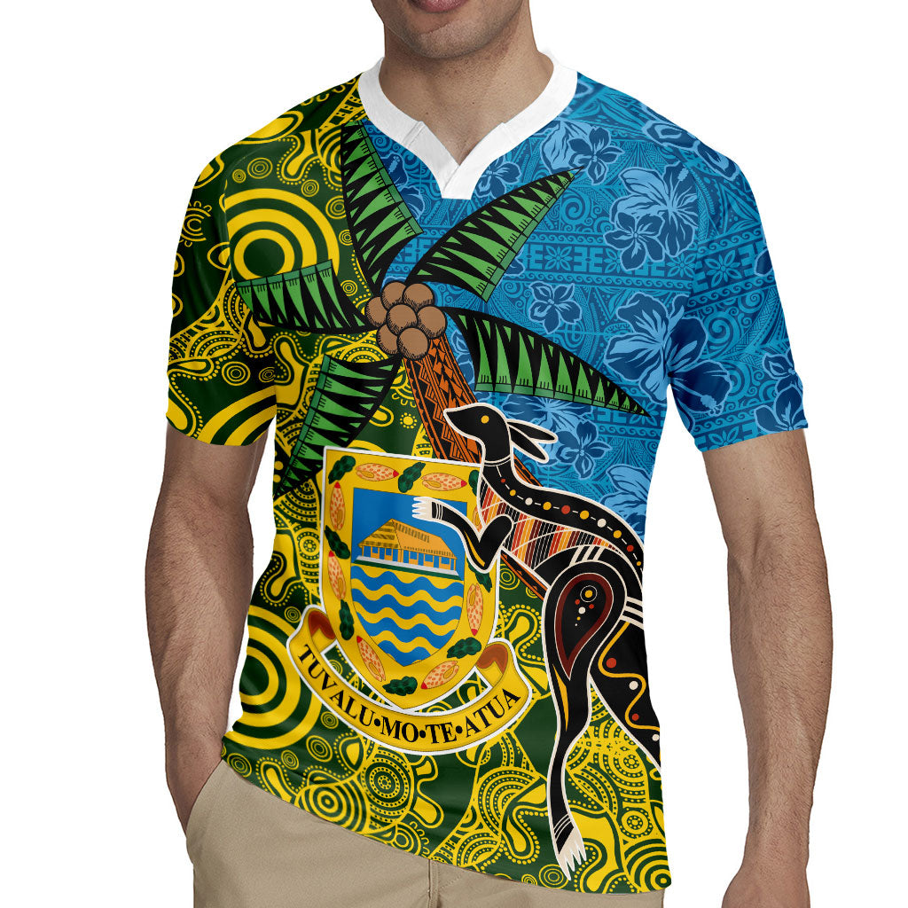 Tuvalu and Australia Together Rugby Jersey Tapa Pattern and Aboriginal mix Culture