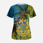 Tuvalu and Australia Together Scrub Top Tapa Pattern and Aboriginal mix Culture