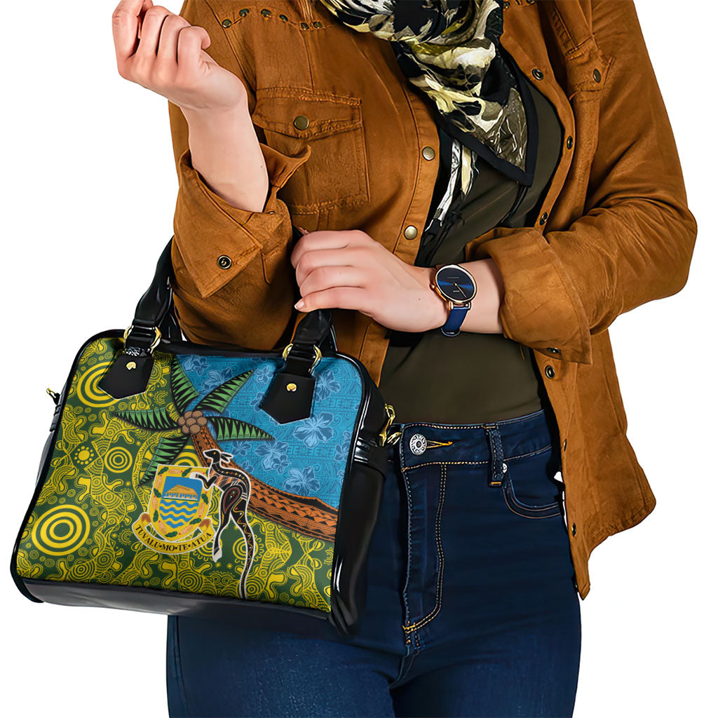 Tuvalu and Australia Together Shoulder Handbag Tapa Pattern and Aboriginal mix Culture