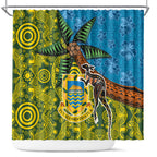 Tuvalu and Australia Together Shower Curtain Tapa Pattern and Aboriginal mix Culture