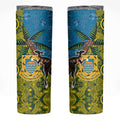 Tuvalu and Australia Together Skinny Tumbler Tapa Pattern and Aboriginal mix Culture