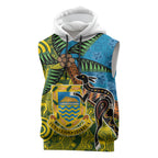 Tuvalu and Australia Together Sleeveless Hoodie Tapa Pattern and Aboriginal mix Culture