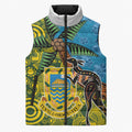 Tuvalu and Australia Together Sleeveless Puffer Jacket Tapa Pattern and Aboriginal mix Culture