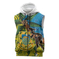 Tuvalu and Australia Together Sleeveless Zip Hoodie Tapa Pattern and Aboriginal mix Culture