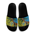 Tuvalu and Australia Together Slide Sandals Tapa Pattern and Aboriginal mix Culture