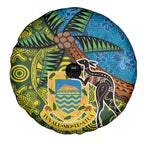 Tuvalu and Australia Together Spare Tire Cover Tapa Pattern and Aboriginal mix Culture