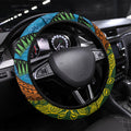Tuvalu and Australia Together Steering Wheel Cover Tapa Pattern and Aboriginal mix Culture