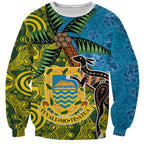 Tuvalu and Australia Together Sweatshirt Tapa Pattern and Aboriginal mix Culture