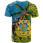 Tuvalu and Australia Together T Shirt Tapa Pattern and Aboriginal mix Culture