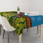 Tuvalu and Australia Together Tablecloth Tapa Pattern and Aboriginal mix Culture