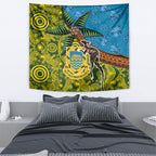 Tuvalu and Australia Together Tapestry Tapa Pattern and Aboriginal mix Culture