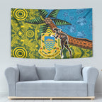 Tuvalu and Australia Together Tapestry Tapa Pattern and Aboriginal mix Culture