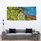 Tuvalu and Australia Together Tapestry Tapa Pattern and Aboriginal mix Culture