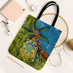 Tuvalu and Australia Together Tote Bag Tapa Pattern and Aboriginal mix Culture