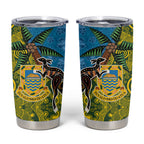 Tuvalu and Australia Together Tumbler Cup Tapa Pattern and Aboriginal mix Culture
