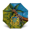 Tuvalu and Australia Together Umbrella Tapa Pattern and Aboriginal mix Culture