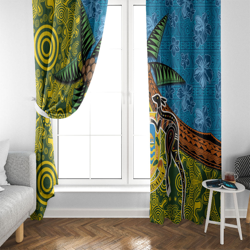 Tuvalu and Australia Together Window Curtain Tapa Pattern and Aboriginal mix Culture