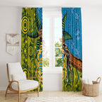 Tuvalu and Australia Together Window Curtain Tapa Pattern and Aboriginal mix Culture