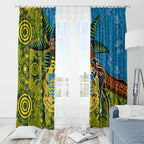 Tuvalu and Australia Together Window Curtain Tapa Pattern and Aboriginal mix Culture