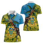 Tuvalu and Australia Together Women Polo Shirt Tapa Pattern and Aboriginal mix Culture