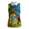 Tuvalu and Australia Together Women Sleeveless Polo Shirt Tapa Pattern and Aboriginal mix Culture