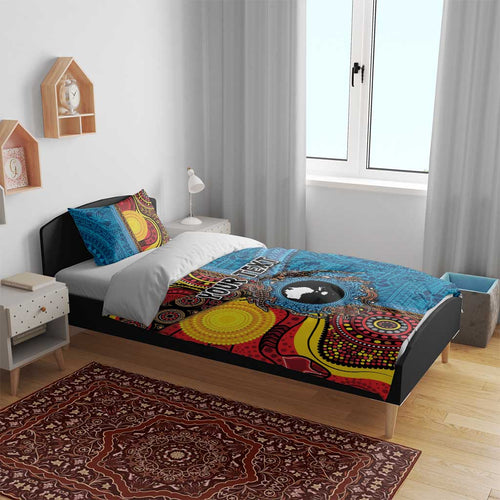 Personalised Australia and Fiji Together Bedding Set Tribal Palm Tree with Tapa and Aboriginal Animals Half Style