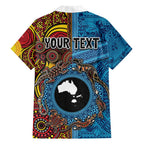 Personalised Australia and Fiji Together Family Matching Short Sleeve Bodycon Dress and Hawaiian Shirt Tribal Palm Tree with Tapa and Aboriginal Animals Half Style