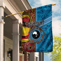 Personalised Australia and Fiji Together Garden Flag Tribal Palm Tree with Tapa and Aboriginal Animals Half Style