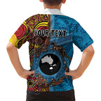 Personalised Australia and Fiji Together Kid Hawaiian Shirt Tribal Palm Tree with Tapa and Aboriginal Animals Half Style