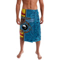 Personalised Australia and Fiji Together Lavalava Tribal Palm Tree with Tapa and Aboriginal Animals Half Style