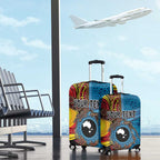 Personalised Australia and Fiji Together Luggage Cover Tribal Palm Tree with Tapa and Aboriginal Animals Half Style