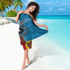 Personalised Australia and Fiji Together Sarong Tribal Palm Tree with Tapa and Aboriginal Animals Half Style
