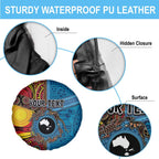 Personalised Australia and Fiji Together Spare Tire Cover Tribal Palm Tree with Tapa and Aboriginal Animals Half Style