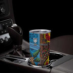 Personalised Australia and Fiji Together Tumbler Cup Tribal Palm Tree with Tapa and Aboriginal Animals Half Style