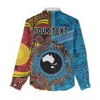 Personalised Australia and Fiji Together Women Casual Shirt Tribal Palm Tree with Tapa and Aboriginal Animals Half Style