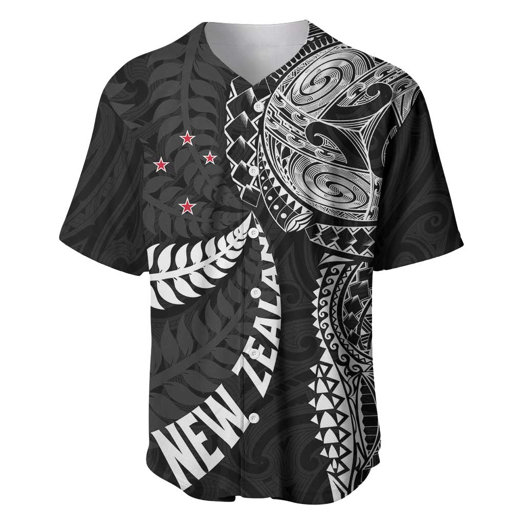 Aotearoa Volleyball Custom Baseball Jersey Silver Ferns and Maori Tribal Black