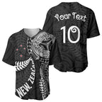 Aotearoa Volleyball Custom Baseball Jersey Silver Ferns and Maori Tribal Black