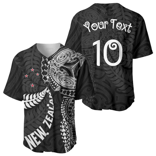 Aotearoa Volleyball Custom Baseball Jersey Silver Ferns and Maori Tribal Black