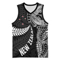 Aotearoa Volleyball Custom Basketball Jersey Silver Ferns and Maori Tribal Black