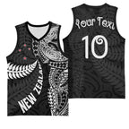Aotearoa Volleyball Custom Basketball Jersey Silver Ferns and Maori Tribal Black