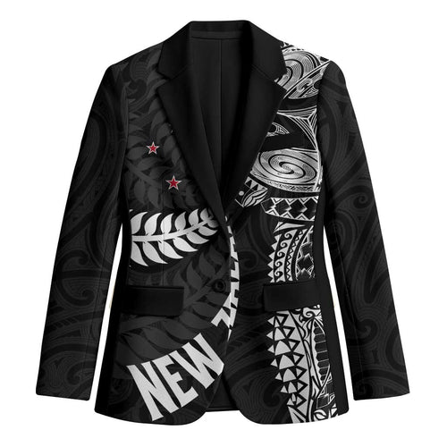Aotearoa Volleyball Custom Blazer Silver Ferns and Maori Tribal Black