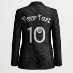 Aotearoa Volleyball Custom Blazer Silver Ferns and Maori Tribal Black
