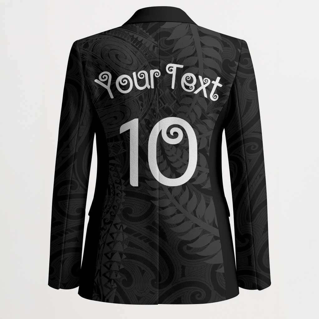 Aotearoa Volleyball Custom Blazer Silver Ferns and Maori Tribal Black