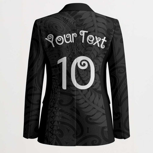 Aotearoa Volleyball Custom Blazer Silver Ferns and Maori Tribal Black