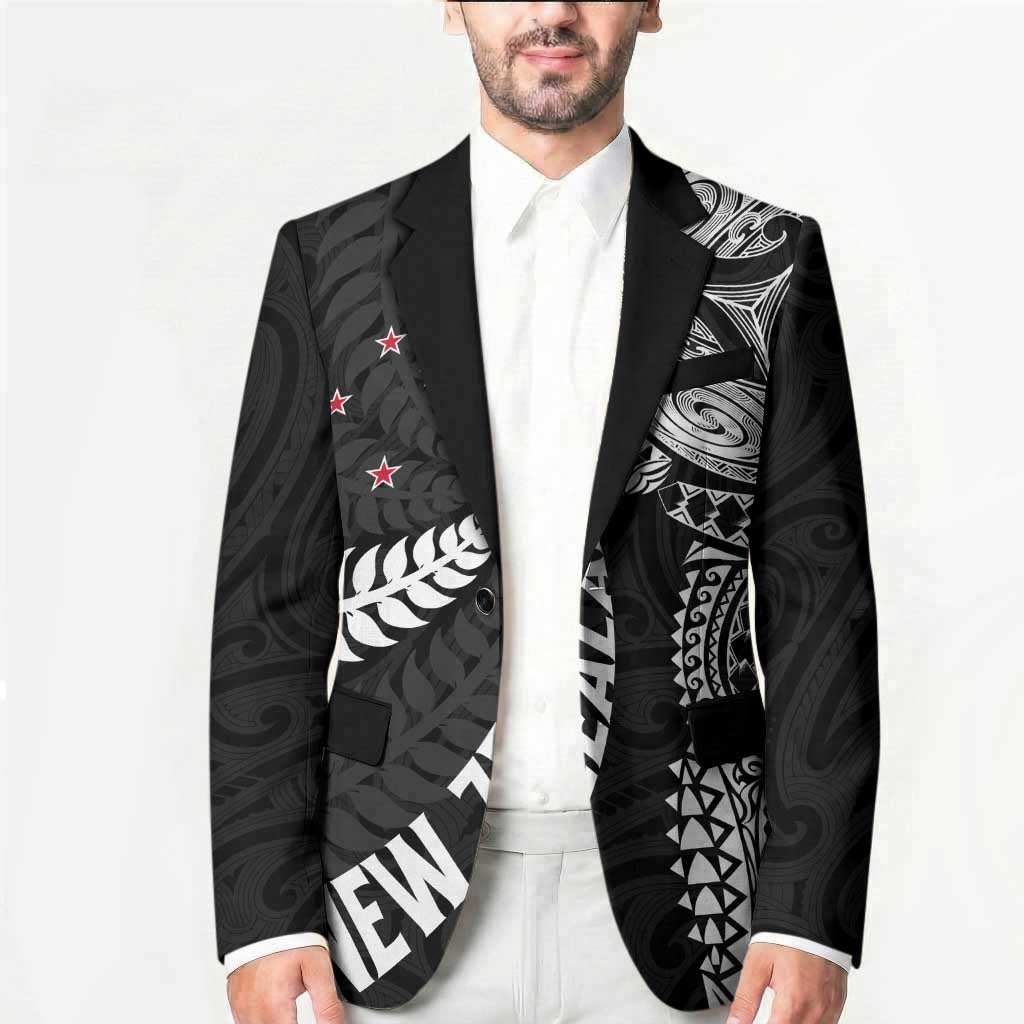 Aotearoa Volleyball Custom Blazer Silver Ferns and Maori Tribal Black