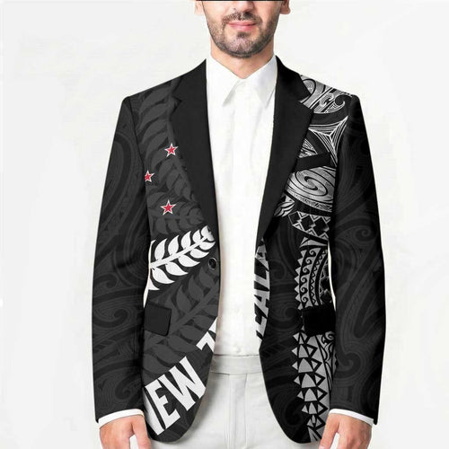 Aotearoa Volleyball Custom Blazer Silver Ferns and Maori Tribal Black