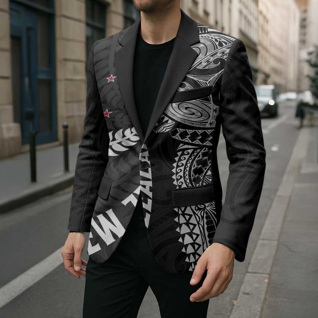 Aotearoa Volleyball Custom Blazer Silver Ferns and Maori Tribal Black