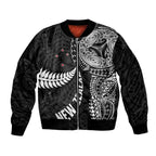 Aotearoa Volleyball Custom Bomber Jacket Silver Ferns and Maori Tribal Black