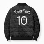Aotearoa Volleyball Custom Bomber Puffer Jacket Silver Ferns and Maori Tribal Black